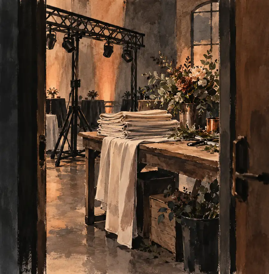 Illustration of event businesses equipment and workspace